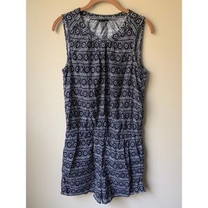 loft linen black & white romper